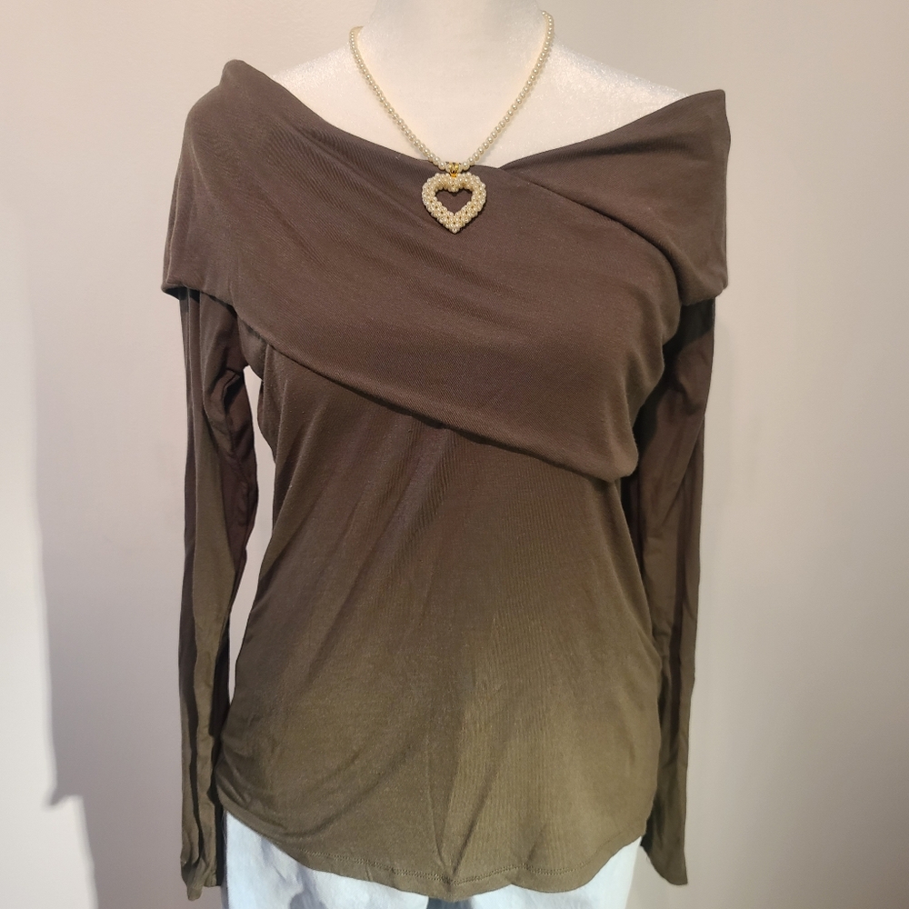 Harve Benard Off The Shoulder Olive Top